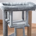 Miniatyrbild 9 av 11: Rootz Cat Tree - Kattträd med jute skrapmatta - Hängande boll - Scratcher Board - Kattmöbler med dörrhål - Husdjursmöbler - Ljusgrå - 40 x 40 x 57 cm