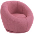 Miniatyrbillede 1 af 3: Rootz enkeltsofaer - Accentstol - Rundt design - Plys drejestol - Moderne charme - Solid træramme - Pink - 60L x 56W x 48H cm