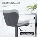 Miniatyrbillede 4 af 10: Rootz Barstolesæt i imiteret læder - Justerbare taburetter - Roterende sæder - Stålramme - Grå - 47 cm x 51,5 cm x 89-109 cm