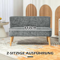 Miniatyrbillede 6 af 11: Rootz 2 -sædet polstret sofa - Loveseat - Compact Couch - Komfortabel polstring - 117 x 56,5 x 77 cm - Grå