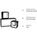 Pikkukuva 8 / 8: Rootz 3-osainen Cube seinähyllysetti - Kelluvat hyllyt - Ripustettavat hyllyt - MDF - Kosteudenkestävä - 42,5x21,5x10cm & 17,5x17,5x10cm - Valkoinen