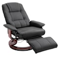 Miniatyrbild 1 av 11: Rootz Relax stol - Solstol - Konstläder - Fotstöd - Vridbar - Tiltbar - Trä - 78 x 87 x 100 cm - Svart - Brun