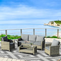 Miniatyrbillede 10 af 11: Rootz Polyrattan Havemøbelsæt - Havemøbler - Havesæt - Loungesæt - Loungemøbler med sofabord - Aluminium - Sædehynder - Brun/grå - 193L x 77W x 80,5H