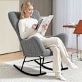 Miniatyrbillede 2 af 10: Rootz Rocking Stol - Fluffy Lounge stol - skridsikre hvilestol - luksuriøs komfort - 67 cm x 95 cm x 100 cm - Grå