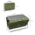 Miniatyrbillede 3 af 8: Rootz Kulgrill - Grillstativ - Kulbakke - Askebakke - Metalhus - Metal - Rustfrit stål - Grøn - 47L x 30W x 28H cm