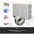 Miniatyrbillede 6 af 11: Rootz Drawer Cabinet - Storage Cabinet - Fabric Chest Of Drawers - 5 Fabric Drawers - Fabric + Wood + Metal Frame - Grey - 83 x 29 x 77 cm