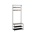 Miniatyrbillede 1 af 6: Rootz knagerække med anti-tip - garderobeskabe - Fritstående knageholder - spånplade stål polyester - Greige sort - 32,2 cm x 64 cm x 180 cm - Heavy D