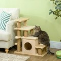 Miniatyrbillede 2 af 6: Rootz Pet Trapper - Kradsestolpe - 4 trin - Legeboldhus - Højdejusterbar - Spånplade - Plys - Filtstof - Beige - 60 X 40 X 66 Cm