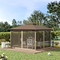 Pikkukuva 2 / 8: Rootz Gazebo - Puutarhapaviljonki - Puutarhateltta - Juhlateltta - Hyönteisverkot ja kulmahyllyt - Metalli/polyesteri - Ruskea/Beige - 3,7 x 3 m