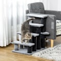 Miniatyrbild 6 av 7: Rootz Pet Trappa - Katttrappa med skrapstolpe - 4-stegs hundtrappa - Djurtrappa - Spånskiva - Plysch - Grå - 60 x 40 x 64 cm