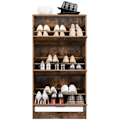 Miniatyrbillede 5 af 8: Rootz Skoskab - Organizer - 3 hængslede døre - Brun - Forarbejdet træ - 60 x 24 x 120 cm