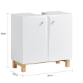 Miniatyrbillede 5 af 7: Rootz Underskab til vask - Badeværelsesskab - Opbevaring under vask - Justerbar hylde - Tippsikring - MDF-konstruktion - 60 cm x 60 cm x 30 cm
