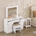 Miniatyrbillede 2 af 9: Rootz White Toiletbord - Vanity Desk - Makeup Bord - Justerbar LED-belysning - Rigelig opbevaring - Holdbart design - 110 cm x 140,5 cm x 39,5 cm