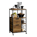 Miniatyrbillede 1 af 7: Rootz Køkkenvogn - Serveringsvogn - Multifunktionsskab - 3 hylder, 3 store skuffer, Mobil med bremser - 53cm x 89cm x 37cm