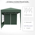 Miniatyrbild 7 av 10: Rootz 2x2m hopfällbart lusthus - Paviljong - Öltält - Snabbinstallation - UV-skydd - Hög stabilitet - 2L x 2W x 2,4H m - Stål & Oxford-tyg