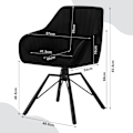Miniatyrbillede 3 af 9: Rootz Roterende Spisestuestole Sæt med 2 - Fløjlslænestole - Drejestole - 360-graders rotation, Komfortable og robuste - 58 cm x 83,5 cm x 53,5 cm