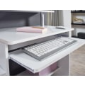 Pikkukuva 5 / 7: Rootzin moderni tietokonepöytä PC-hyllyllä - Kotitoimiston työpöytä - Ajaton muotoilu - Ulosvedettävä näppäimistö - Valkoinen - 94 cm x 90,5 cm x 48,5