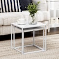 Miniatyrbillede 7 af 10: Rootz Side Table Set - Moderne hekkeborde - Rumbesparende sofaborde - Robust stålramme - 40 cm x 40 cm x 40 cm