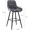 Miniatyrbillede 3 af 7: Rootz 2-pak barstol - Bordskammel - Polstret stol - Ergonomisk - Fløjlssæde - 48,5 cm x 106 cm x 46 cm