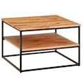 Miniatyrbillede 7 af 7: Rootz sofabord 60x60x41 cm massivt træ metal sofabord stuebord akacie - Industrielt værelsesbord med opbevaringsplads - Firkantet træbord, massivt sof