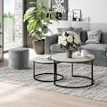 Miniatyrbillede 2 af 8: Rootz 2 Sofaborde - Sideborde - Industrielt design - Sengebord - MDF-Metal - Grå-Sort - 78,5 Cm X 78,5 Cm X 46,5 Cm