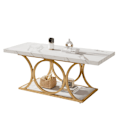 Miniatyrbild 1 av 4: Rootz Chic Modern soffbord - 2-vånings soffbord - Faux marmorbord - Lyxig design - 120 cm L x 50 cm B x 48 cm H
