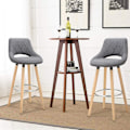 Pikkukuva 2 / 8: Rootz Scandinavian baarijakkara - Puinen jakkara - Pellavainen istuin - Ergonominen muotoilu - 91cm x 43cm x 43cm
