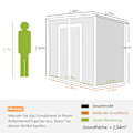 Pikkukuva 3 / 10: Rootz 2,4 x 1,3 metrin puutarhatalo - Shed - Storage Unit - sää- ja UV -kestävät - 238 cm x 125 cm x 165/183 cm - harmaa