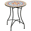 Pikkukuva 7 / 7: Rootz Puutarhapöytä - Mosaiikkipöytä - Pyöreä Bistropöytä - Sivupöytä Mosaic Top Keraaminen - Metalli - Punainen + Sininen + Valkoinen - Ø60 cm