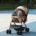Miniatyrbild 7 av 7: Rootz Folding Dog Buggy - Husdjursvagn - 1 Korg - 2 Bromsar - Inklusive säkerhetskoppel - Ljusbrun - 76,5 cm x 52 cm x 95 cm