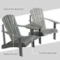 Miniatyrbillede 9 af 11: Rootz Adirondack stolesæt - Havestolebord - Havestol - Havemøbler - Træ - Grå - 178 x 87 x 92 cm