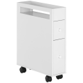 Pikkukuva 4 / 7: Rootz Kylpyhuonekaappi - Ohut muotoilu - Pyörivä kaappi - Kaksi laatikkoa - Neljä pyörää - MDF-kehys - Valkoinen - 16L x 49,5W x 66K cm