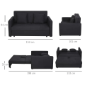 Miniatyrbillede 3 af 6: Rootz 2 pers. sovesofa - konvertibel sovesofa - Moderne stof Loveseat sofa sofa med 2 hynder - Skjult opbevaring til stuen - Gæsteværelse - Mørkegrå -
