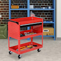 Miniatyrbillede 2 af 7: Rootz Værktøjskasse - Værktøjsvogn - Værktøjskasse - 3 niveauer - 4 hjul - Rød - 82 cm x 35 cm x 76 cm