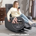 Miniatyrbillede 9 af 10: ROOTZ Relaxation lænestol - polstringstol med liggende funktion - hvilestol - USB -porte - grå - 79x89.5x104cm