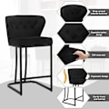 Pikkukuva 4 / 8: Rootz Velvet -baarijakkara - Työpöytäjakkara - Keittiötuoli - Mukavat istuimet - Kestävä ja vakaa - Ergonominen muotoilu - 49 cm x 85 cm x 48,5 cm