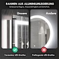 Miniatyrbild 7 av 10: Rootz LED-badrumsspegel - Väggmonterad sminkspegel - Sminkspegel - Justerbar belysning - Anti-dimteknik - 80cm x 60cm x 4cm