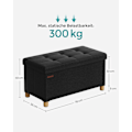Miniatyrbillede 4 af 5: Rootz sæde kisteopbevaring Ottoman - Sort Ottoman - Opbevaringsbænk - Imiteret linned - Skumpolstring - MDF-konstruktion - 38cm x 76cm x 40cm - 6,5kg