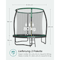 Miniatyrbillede 7 af 8: Rootz 10ft trampolin med sikkerhedsnet - Sort-grøn - Galvaniseret stålramme - PVC-kantdæksel - PP hoppemåtte - 244 cm x 239 cm - 180 cm stanghøjde - 8