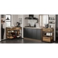 Pikkukuva 10 / 10: Rootz Kitchen Island - Keittiön hylly - Lipasto - Baaripöytä - Vintage-tyyli - Tilava säilytystila, 5 lokeroa ja 2 laatikkoa - Tukeva metallirunko - S