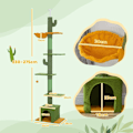 Pikkukuva 3 / 5: Rootz Ceiling Cat Raaputustolppa - Kiipeilypuu - Kissan huonekalut - Leikkikeskus riippumatolla - 55L x 34L x 230-275K cm