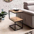 Miniatyrbillede 1 af 7: Rootz sidebord S-form massiv træ akacie - metal 45 x 60 x 30 cm - Design Stuebord Landlig stil - Anstellisch opbevaringsbord firkantet