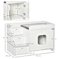 Miniatyrbild 3 av 6: Rootz Cat Cabinet For Cat - Toalett kattlåda med 3 trappsteg - Katthus - Kattgrottor - Kattskåp för katt - Säng med dörröppning - Vit - 90 x 48 x 59 c