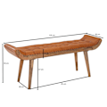 Miniatyrbillede 4 af 7: Rootz bænk ægte læder - massiv træ bænk brun 125x50x38 cm Chesterfield - Design polstret bænk gang - Læder bænk sengebænk 2 personer - Moderne entre b