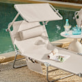 Miniatyrbillede 6 af 9: Rootz justerbar solseng med baldakin - Haveseng - Strandseng - Holdbar metalramme - Syntetisk fiberstof - Opbevaringslomme - 195 cm x 90 cm x 63 cm