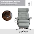 Miniatyrbild 5 av 11: Rootz Relaxationsstol med avföring - Reclining Chair - Swivel TV -stol - 135 ° Tiltfunktion - 80W x 84d x 108h cm - Grå