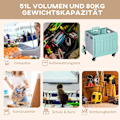 Miniatyrbillede 5 af 10: Rootz foldbar indkøbskurv Trappeklatrehjul - Teleskophåndtag - Letvægtsdesign - 51L Volumen - Grøn - 52cm x 48cm x 100cm