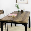 Miniatyrbillede 6 af 7: Rootz 5-delt spisestuesæt - Køkkenbord - Kontorbord - MDF finerplade - Robust metalstel - Industrielt design - Bord: 110cm x 76cm x 70cm, Stol: 39cm x