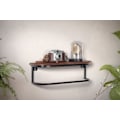 Miniatyrbillede 3 af 7: Rootz Modern Industrial Væghylde - Flydende hylde - Massivt træ - Metalramme - Opbevaringsplads - Håndlavet - Unik - 50 cm x 15 cm x 13 cm