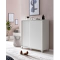 Miniatyrbillede 3 af 7: Rootz skoskab træ hvid 100x108x37,5 cm hylde høj - Design skohylde Stort 20 par sko Skohylde entre - Skoopbevaringsplads sparer - Skoopbevaringsrum mø